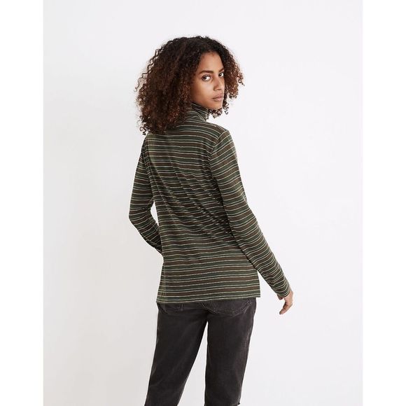 Madewell Whisper Cotton Turtleneck in Ivorton Stripe - Picture 2 of 8